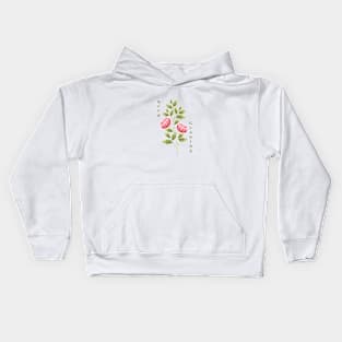 Keep Growing, Peony Flower and Leaves Kids Hoodie